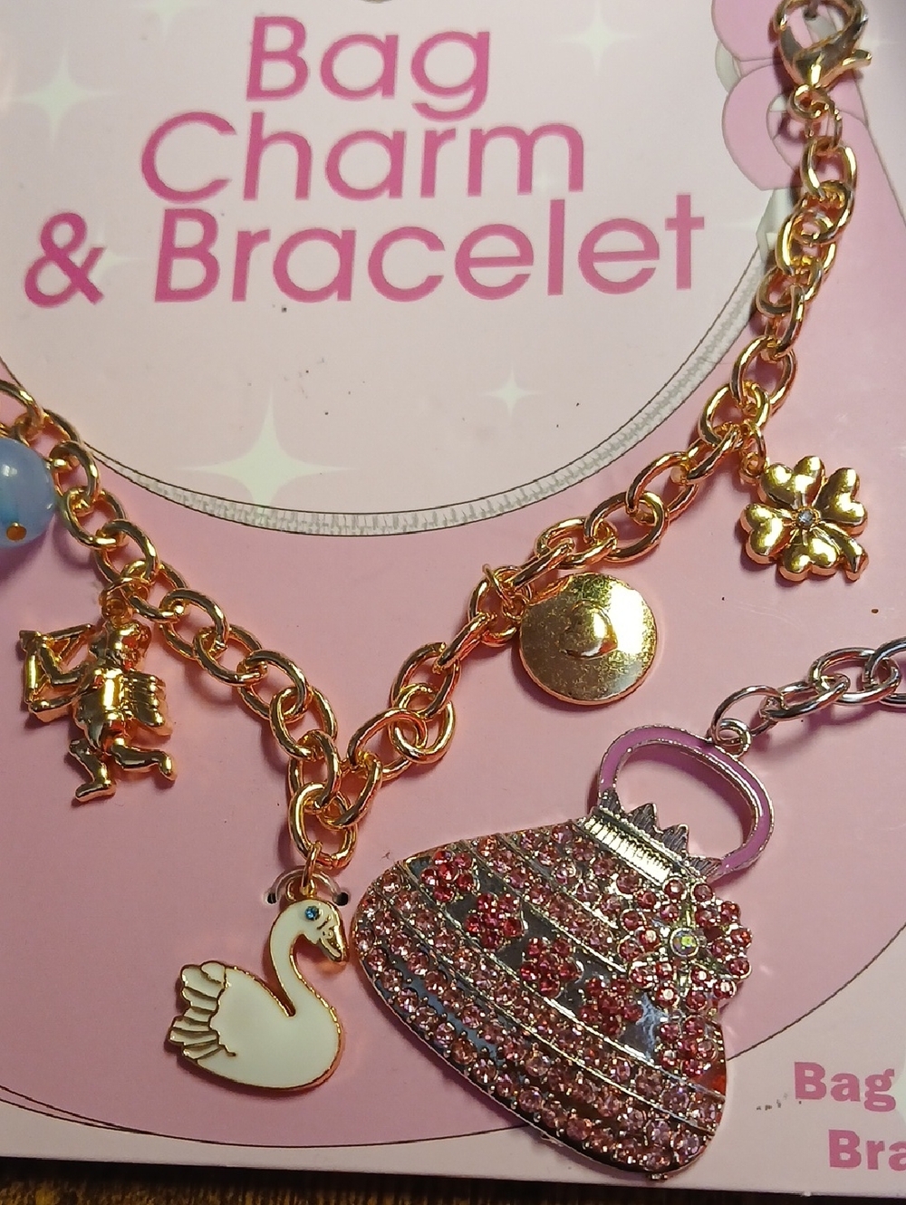 Bag Charm Chain And Crystal Purse Keychain Bundle